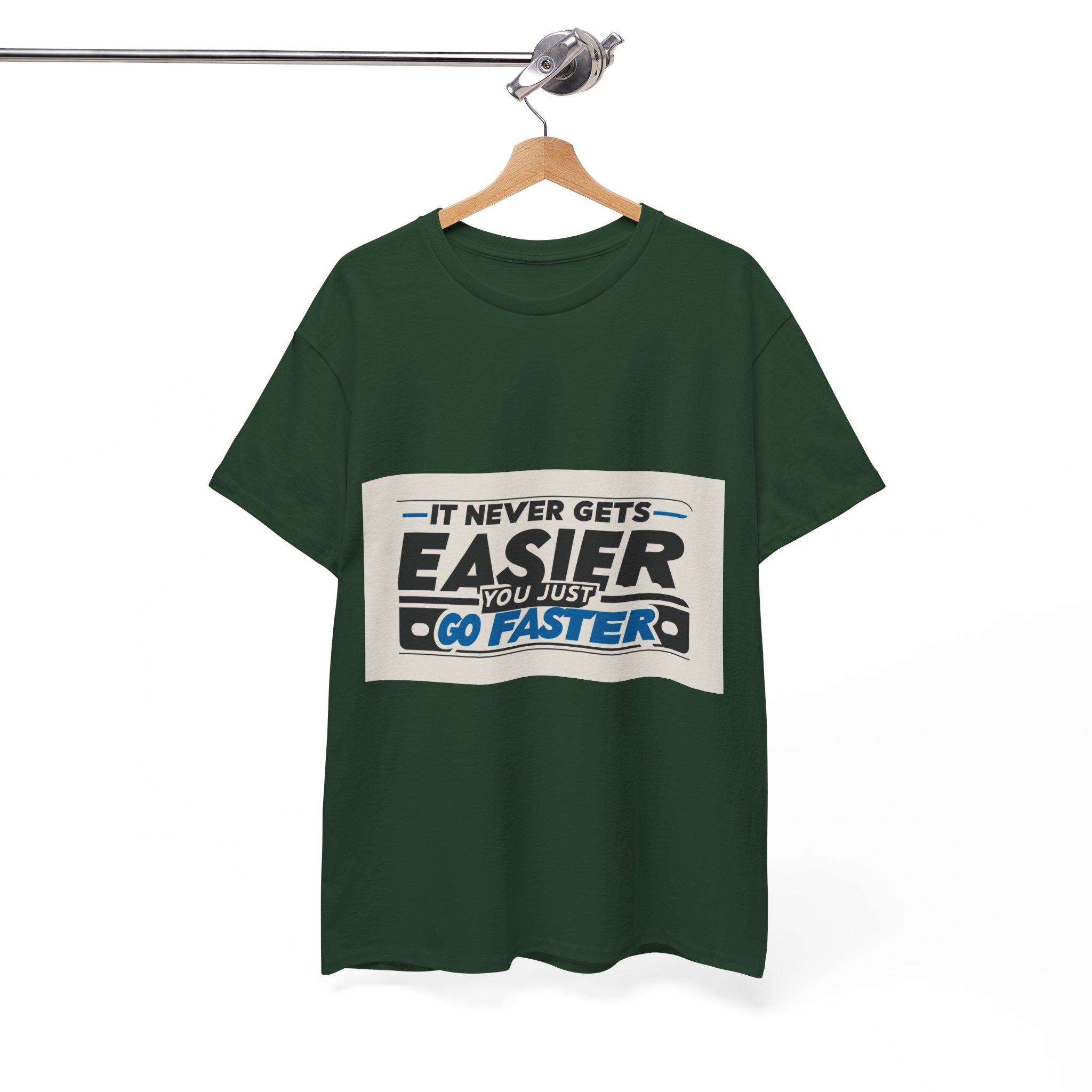 Never Gets Easier - Adventure Cycling T-Shirt for Outdoor Enthusiasts and Athletes - Earth Day Gift